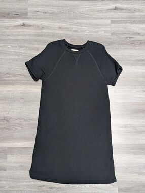 MWL Madewell Black French Terry Sweatshirt Tee Dress Size S Oversized